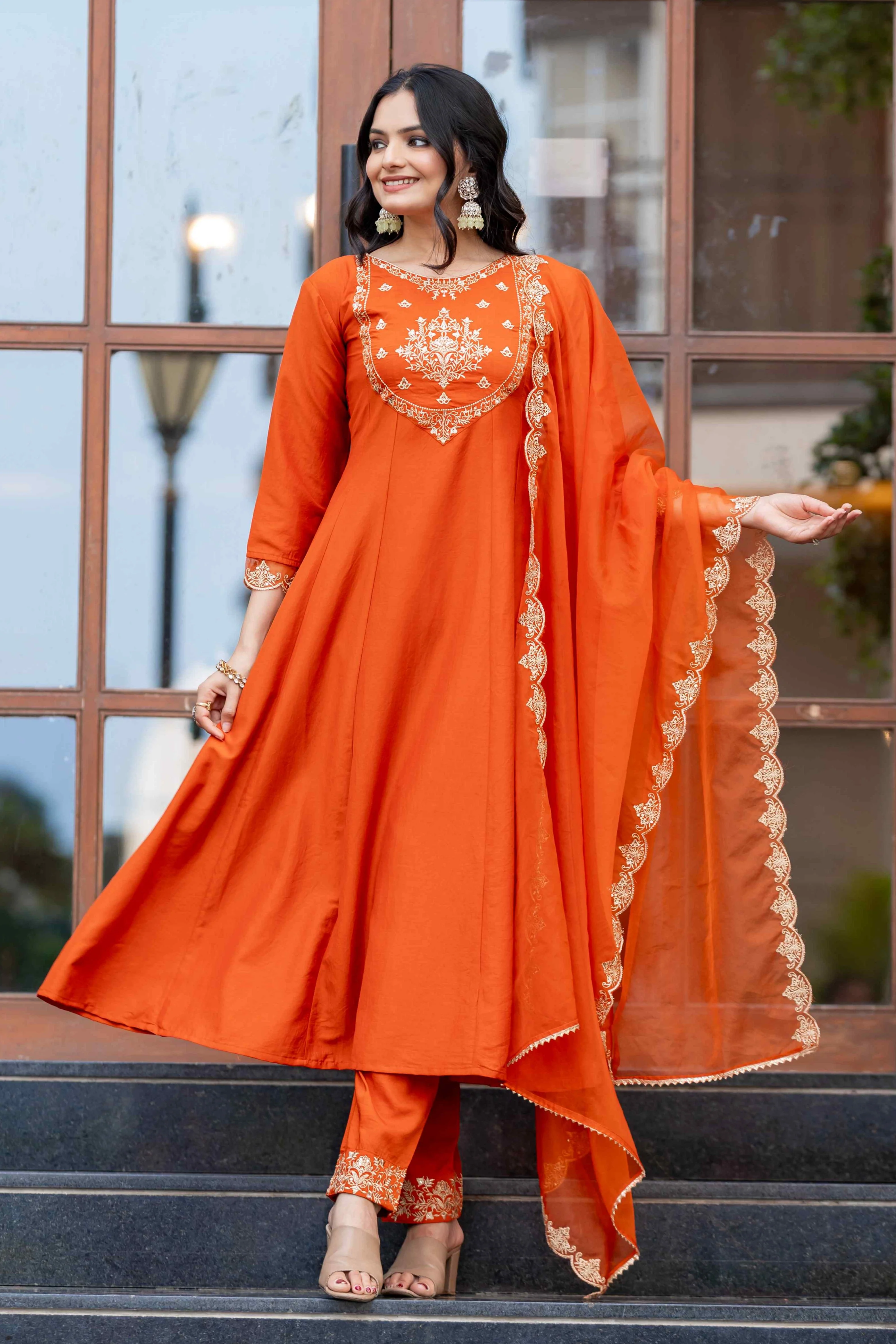 Orange Festive Suit Set